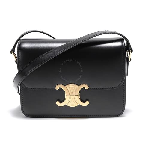 celine teen triomphe bag in shiny calfskin black|Women's Teen cuir Triomphe bag in shiny calfskin .